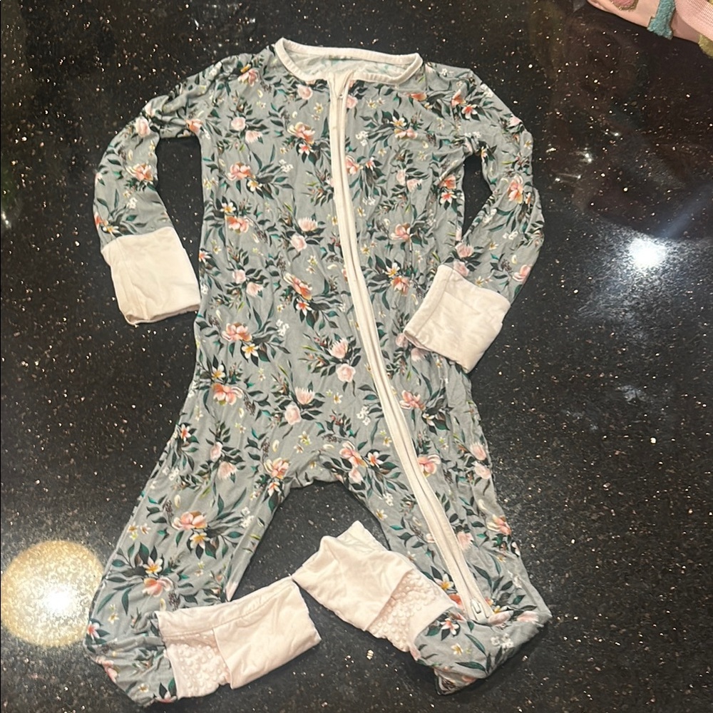 Bamboo Floral Baby Onesie with Zipper